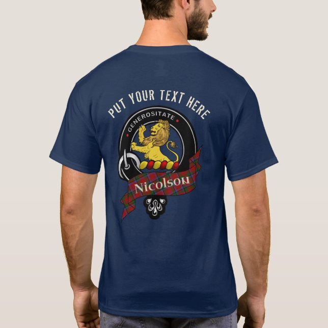 Camiseta Personalizada do Emblema do Clã Nicolson  (Verso)