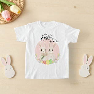 Camiseta Personalizada Dois Coelhinhos da Páscoa