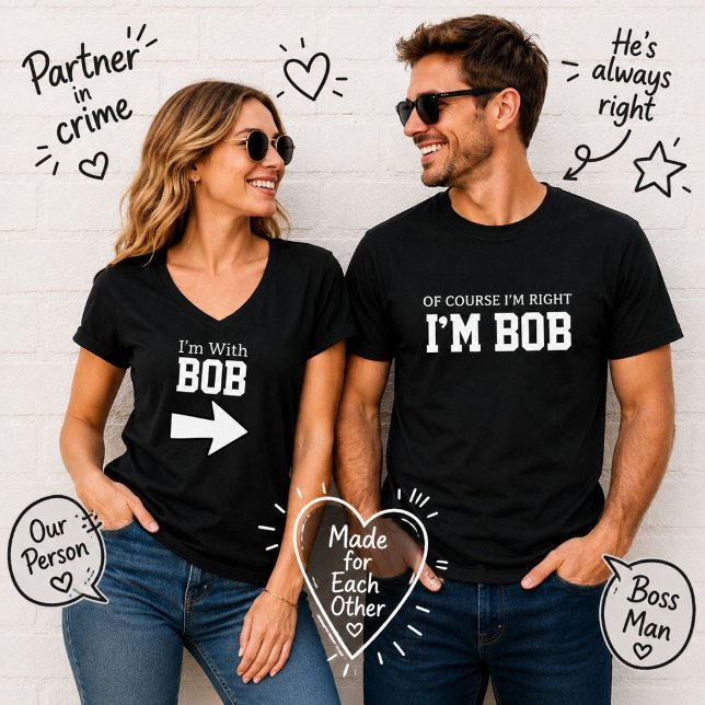 Camiseta Personalizada Estou Com Bob Casal Engraça (Criador carregado)