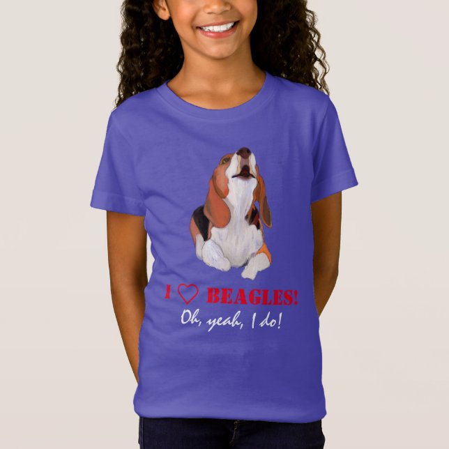 Camiseta Personalizada Eu Amo Beagles Uivando (Frente)