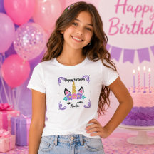 Camiseta Personalizada Feliz Aniversário Unicórnio
