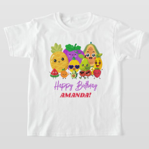 Camiseta Personalizada Fofa de Frutas Feliz Aniver