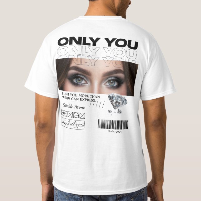 Camiseta Personalizada | Imagem e Nome dos Olhos P (Verso)