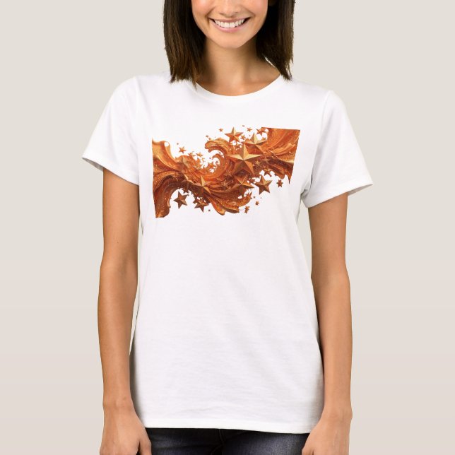 Camiseta Personalizada Laranja ESTRELAS DOURADAS (Frente)