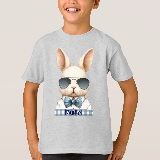 Camiseta Personalizada legal da Páscoa Blue Bowtie (Frente)