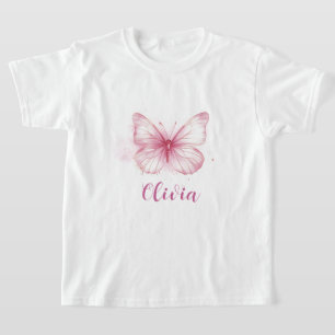 Camiseta Personalizada Meninas Borboleta Rosa Fofa