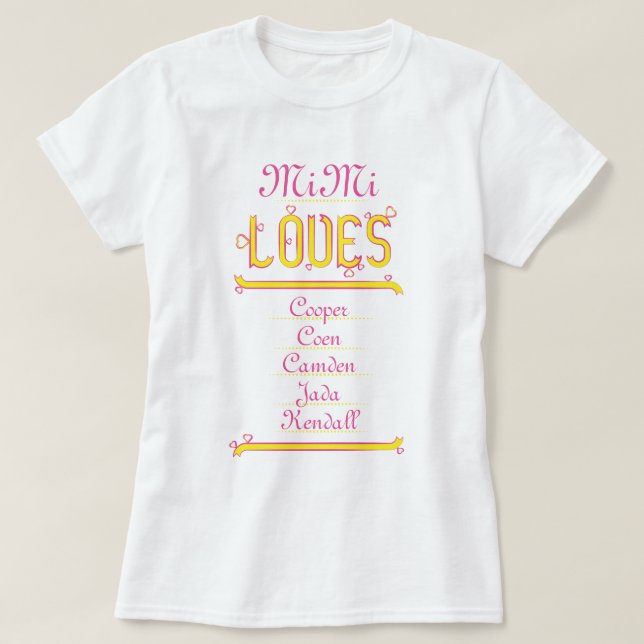 Camiseta PERSONALIZADA MiMi ama seus netos (Frente do Design)