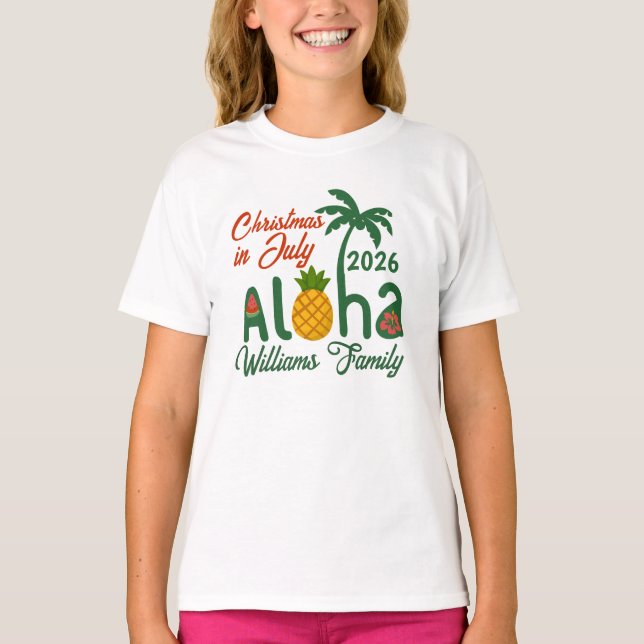 Camiseta Personalizada Natal Em Julho Aloha (Frente)