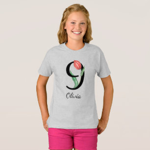 Camiseta Personalizada Nome Floral Aniversário de 