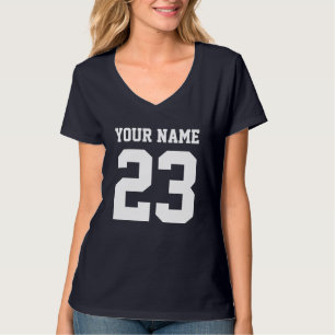 Camiseta personalizada número mulher azul camisa 