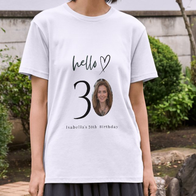 Camiseta Personalizada 'Olá 30' de Aniversário com (Criador carregado)
