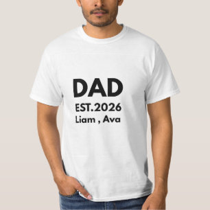 Camiseta Personalizada Pai EST 2026 com Nomes dos 