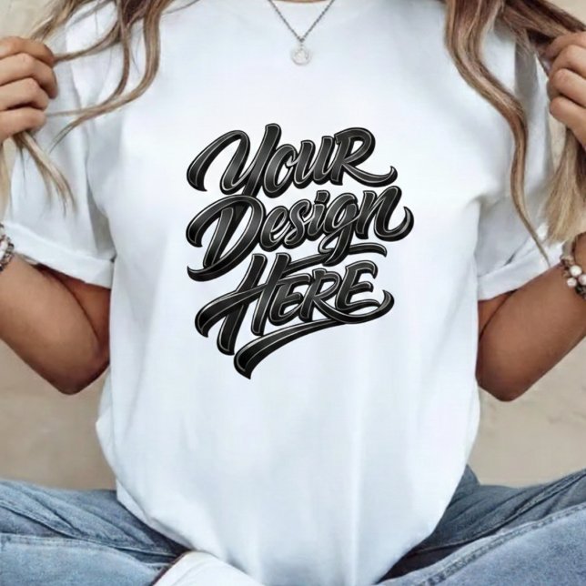 Camiseta Personalizada "Seu Design Aqui" com Letra (Criador carregado)