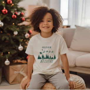 Camiseta Personalizado Acredite no Papai Noel Sleigh Natal