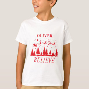 Camiseta Personalizado Acredite no Papai Noel Trenó Natal c