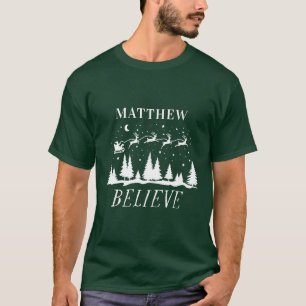 Camiseta Personalizado Acredite no Papai Noel Trenó Natal c
