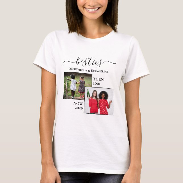 Camiseta Personalizado Agora, Depois 2 BESTIES De Foto (Frente)