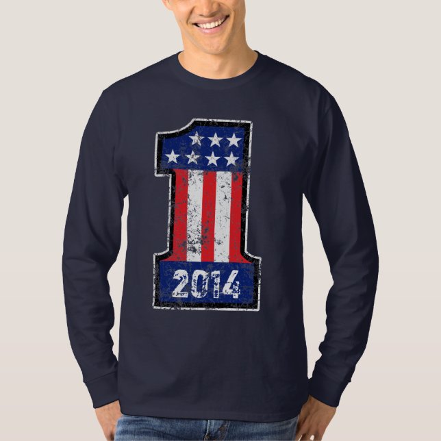 Camiseta Personalizado americano Número Um Ano ou Nome (Frente)