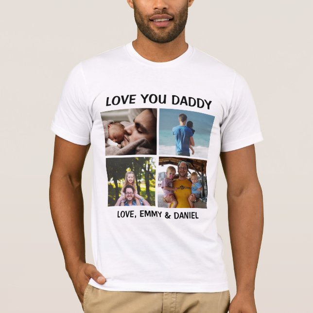 Camiseta Personalizado Amo Você Foto Pai T-Shirt (Frente)