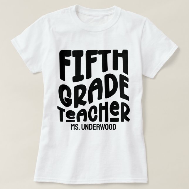 Camiseta Personalizado Branco Simples de Professora do Grau (Frente do Design)