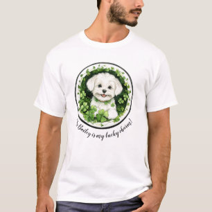 Camiseta Personalizado Cão Sortudo Charme TShirt Maltês