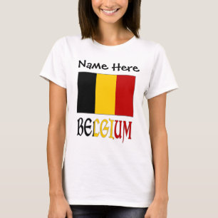 Camiseta Personalizado com a Bandeira da Bélgica e Bélgica
