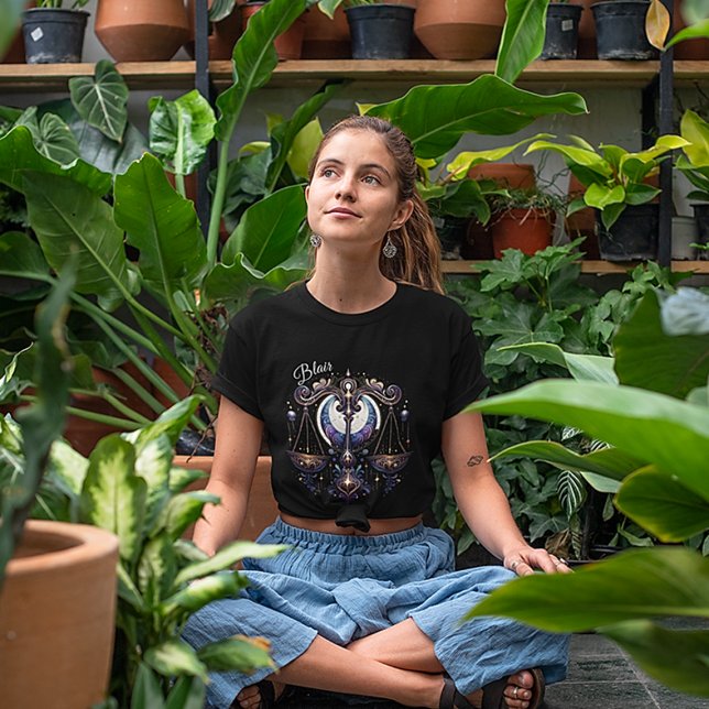 Camiseta Personalizado de Libra Zodiac com Aquarela Elegant (Criador carregado)