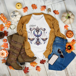 Camiseta Personalizado de Libra Zodiac com Aquarela Elegant