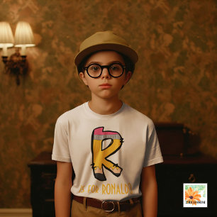 Camiseta Personalizado de volta ao alfabeto escolar R