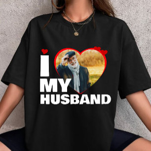 Camiseta personalizado Eu Amo Meu Marido Coração Foto perso