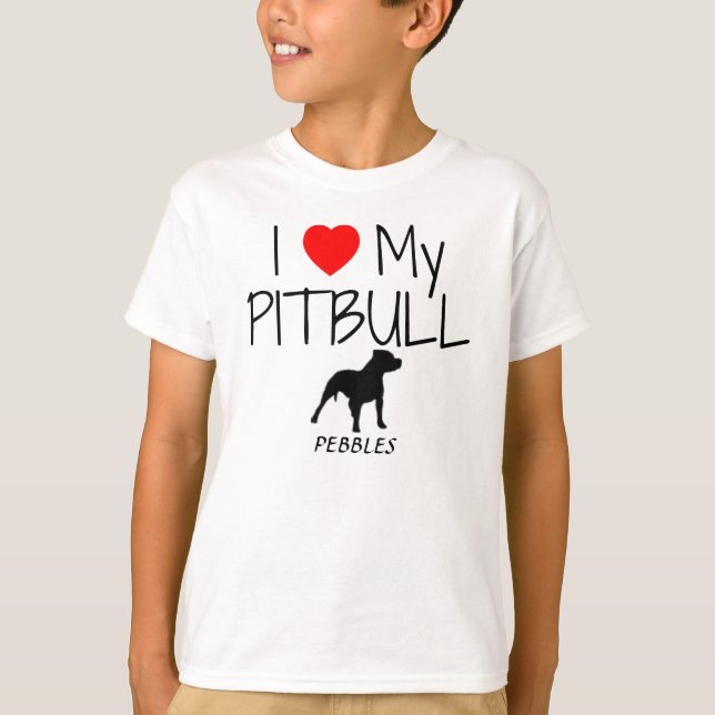 Camiseta Personalizado Eu Amo Meu Pitbull (Frente)