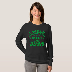 Camiseta Personalizado Eu Visto o Câncer de figado Verde Em