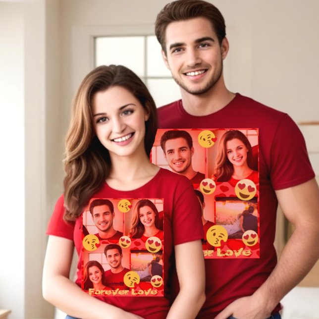 Camiseta personalizado foto personalizado por amor emoji (Love tee with personalized pictures, custom text and love emoticons and emojis )