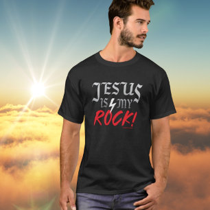 Camiseta Personalizado "Jesus é minha pedra" Rock and Roll 