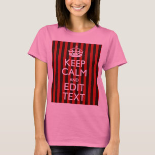 Camiseta Personalizado Mantenha Calmo Seu Texto Vermelho Es