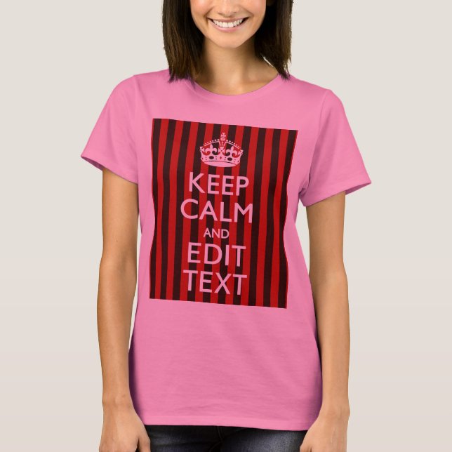 Camiseta Personalizado Mantenha Calmo Seu Texto Vermelho Es (Frente)