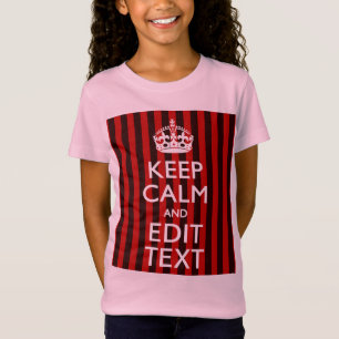 Camiseta Personalizado Mantenha Calmo Seu Texto Vermelho Es