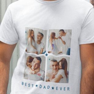Camiseta Personalizado Moderno com 4 Fotografias 'Melhor Pa
