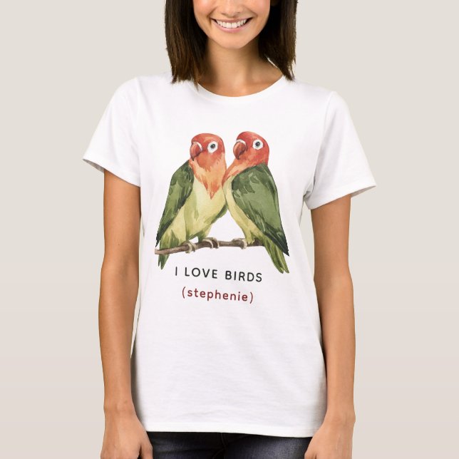 Camiseta Personalizado MulticolorEU AMO PÁSSAROS (Frente)