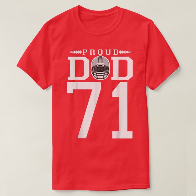 Camiseta Personalizado número 71 Pai de futebol orgulhoso F (Frente do Design)