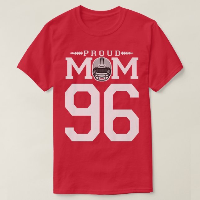 Camiseta Personalizado Número 96 De Futebol Orgulhoso Mãe P (Frente do Design)