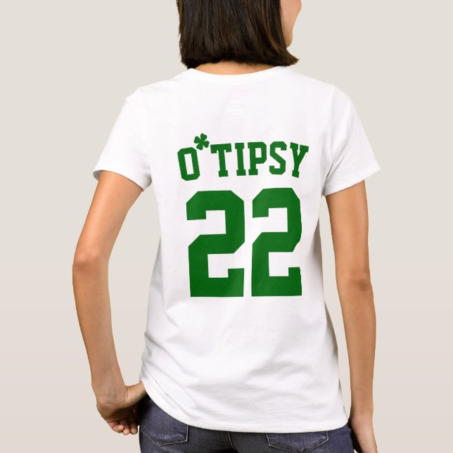 Camiseta Personalizado O Tipsy Shamrock Engraçado Dia de Sã (Verso)