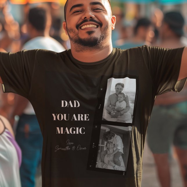 Camiseta Personalizado 'Pai Você É Magia' Foto De Dois Pais (Criador carregado)