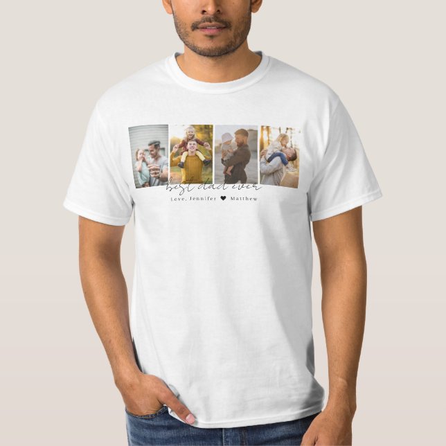 Camiseta Personalizado para Colagem de 4 Fotos do Melhor Pa (Frente)