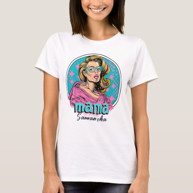 Camiseta Personalizado Retro Mama Pop Art (8) (Frente)