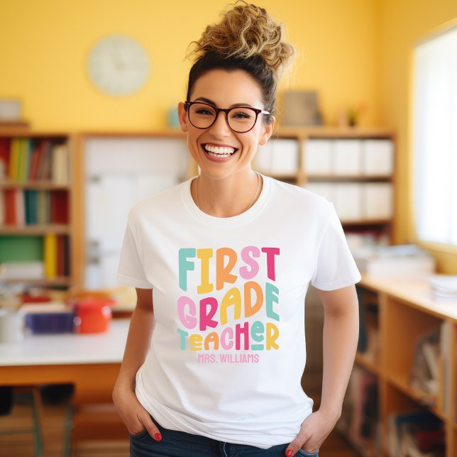 Camiseta Personalizado retrógrado Colorido de Professores d (Criador carregado)
