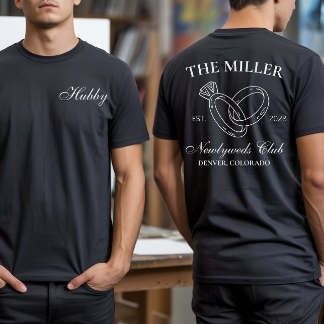 Camiseta Personalizado Sr. e Sra. Newlyweds T-Shirts (personalized newlywed shirts, mr and mrs honeymoon tee, wedding gift shirts, bride and groom shirts)