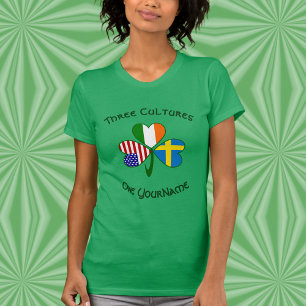 Camiseta Personalizado Suécia Irlanda EUA Trevo Feminino