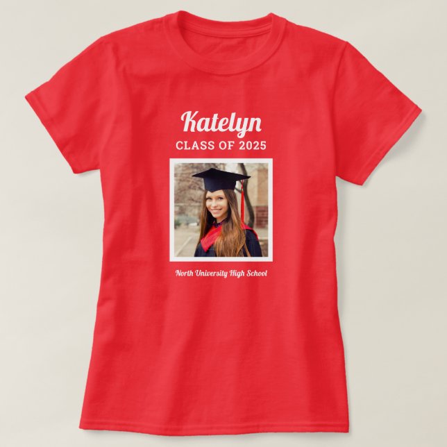 Camiseta Personalizado Vermelho Classe de Graduação 2025 (Frente do Design)