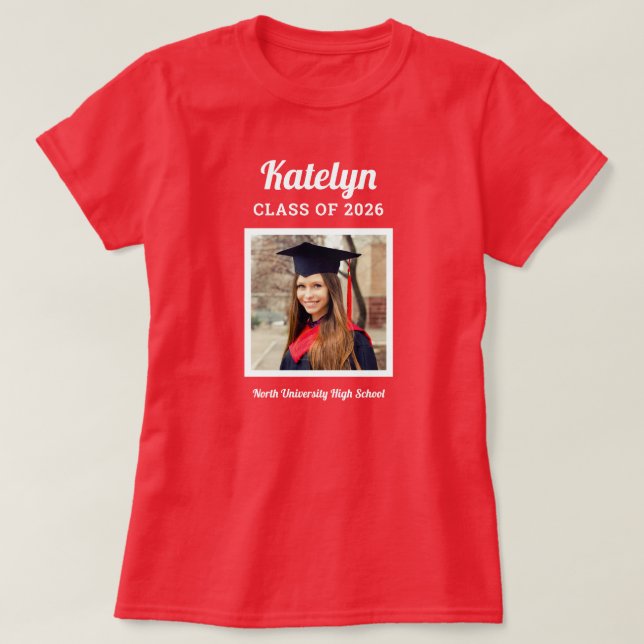 Camiseta Personalizado Vermelho Classe de Graduação 2025 (Frente do Design)